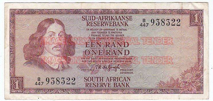 SOUTH AFRICA 1 RAND T.W. DE JONGH B447 938322