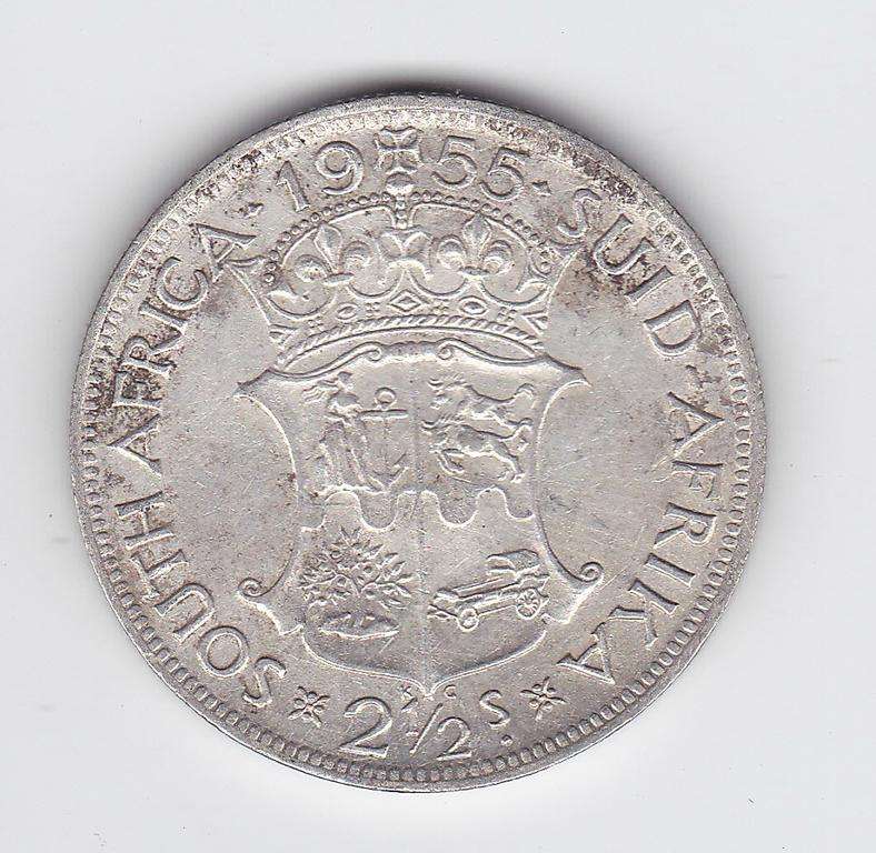 SOUTH AFRICA 2 AND A HALF SHILLINGS 1955