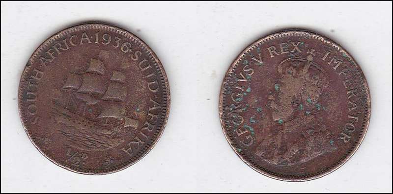 SOUTH AFRICA HALF PENNY 1936