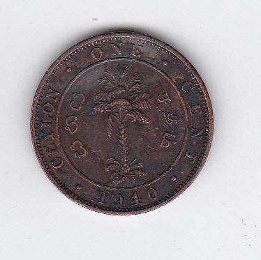 CEYLON 1 CENT 1940