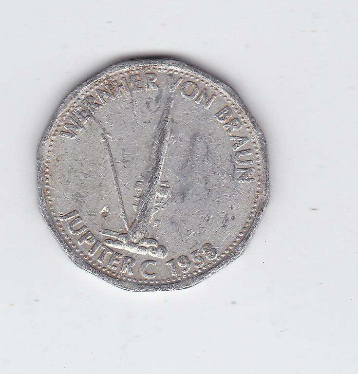 SHELL THE HISTORY OF FLIGHT WERNER VON BRAUN JUPITER C 1958 TOKEN