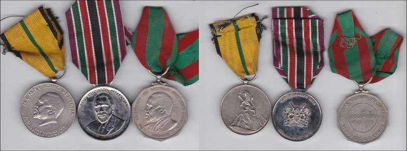 TRIO  MEDALS  KENYA FULL SIZE WITH RIBBONS -  SEE DESCRIPTION FOR DETAILS