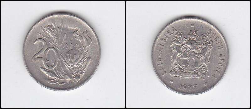 SOUTH AFRICA 20 CENTS 1977