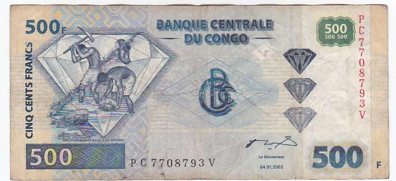 CONGO 500 FRANCS 04.01.2002