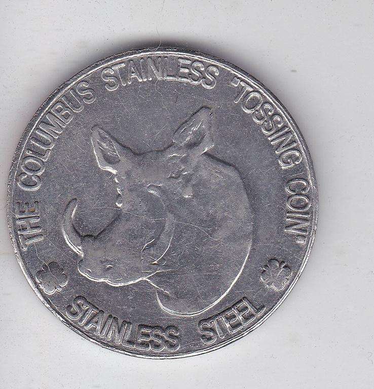 THE COLUMBUS STAINLESS STEEL  2010 ¿TOSSING COIN¿ TOKEN WART HOG