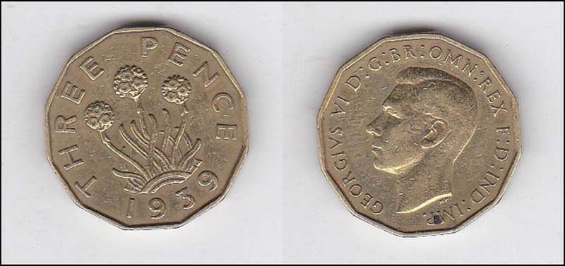 GREAT BRITAIN THREE PENCE 1939