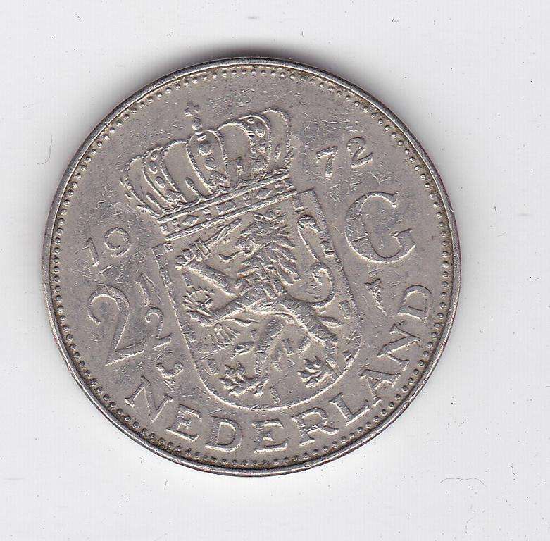 NETHERLANDS 2 1/2 GUILDER 1972