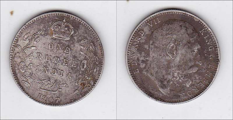 INDIA 1 RUPEE 1907 SILVER