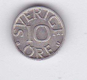 SWEDEN 10 ORE 1977 HIGH GRADE