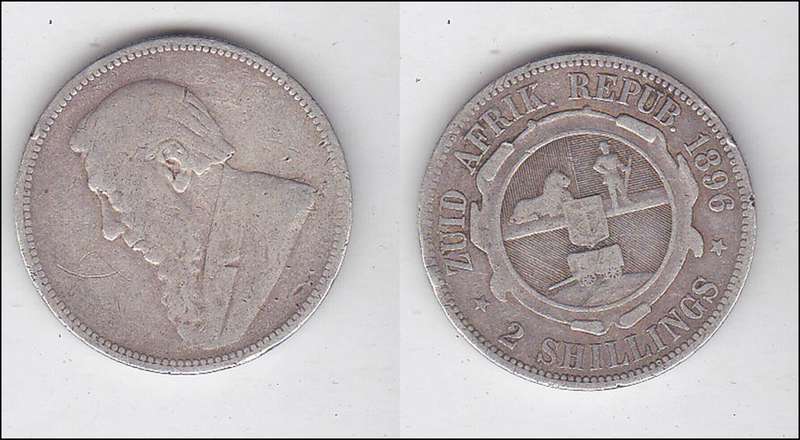 ZAR TWO SHILLINGS 1896 SILVER