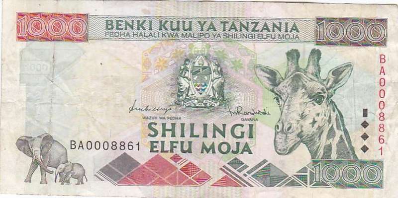 TANZANIA 1000 SHILLINGS OLD SERIES