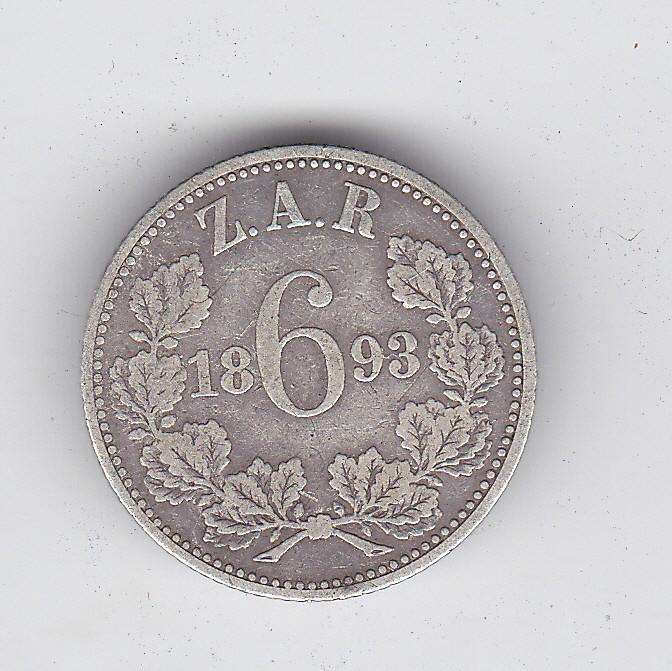 ZAR SIXPENCE 1893 KEY DATE