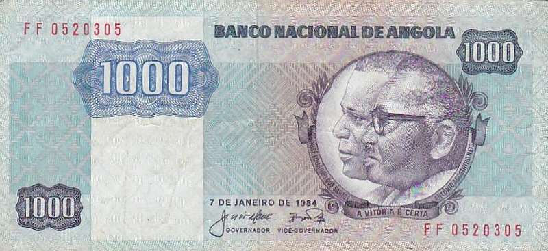 ANGOLA 1000 KWANZAS 1984 VG = $2.75 VF = $12.5