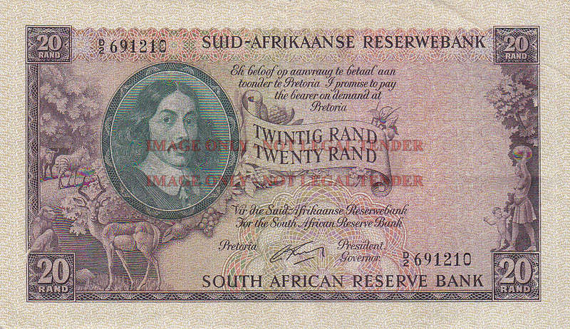 SOUTH AFRICA 20 RAND RISSIK D2 691210 HIGH GRADE