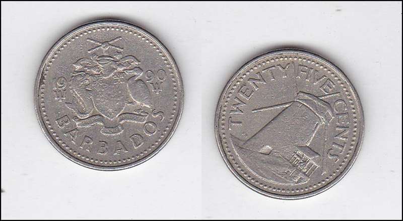 BARBADOS 25 CENTS 1990