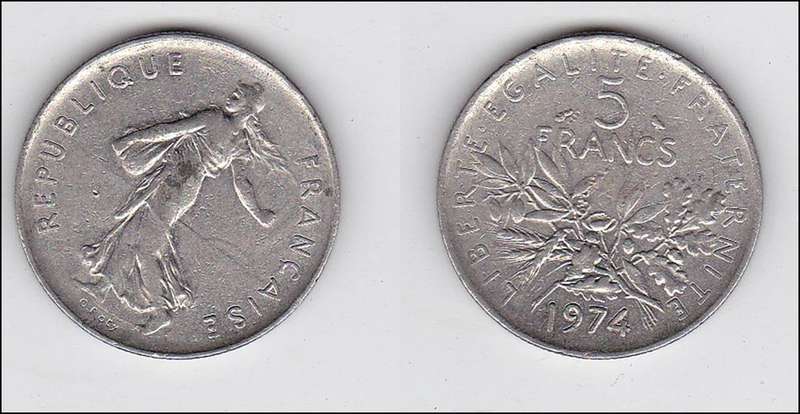 FRANCE 5 FRANCS 1974