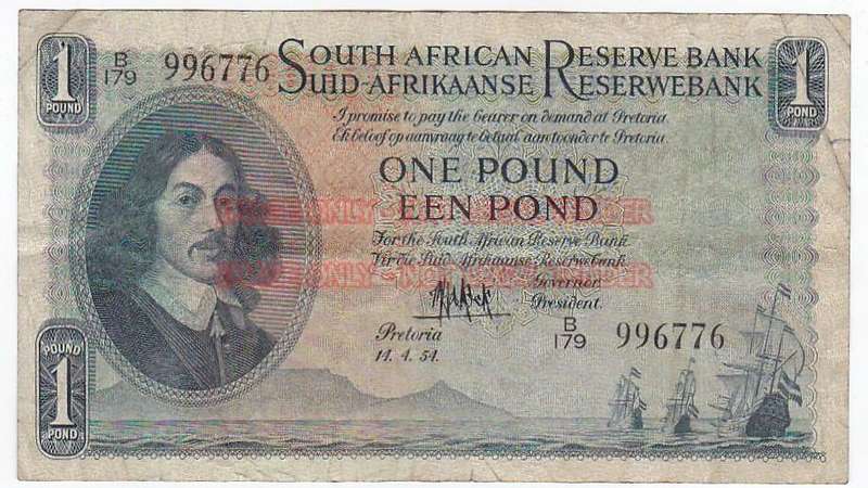 SOUTH AFRICA POUND M.H. DE KOCK 14.4.54 B179 996776