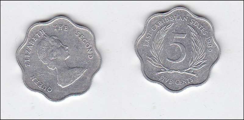 EAST CARIBBEAN STATES 5 CENTS 1999 HIGH GRADE