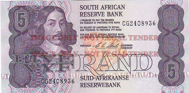 SOUTH AFRICA 5 RAND C.L. STALS CG2408936 HIGH GRADE