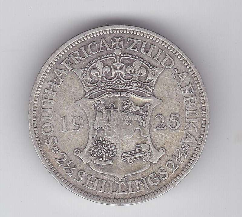 SOUTH AFRICA 2 1/2 SHILLINGS 1925 - F = R1000 VF = R4000