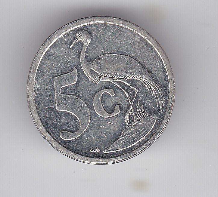 SOUTH AFRICA 5 CENTS 2004 -ERROR INCORRECT METAL NICKEL INSTEAD OF COPPER