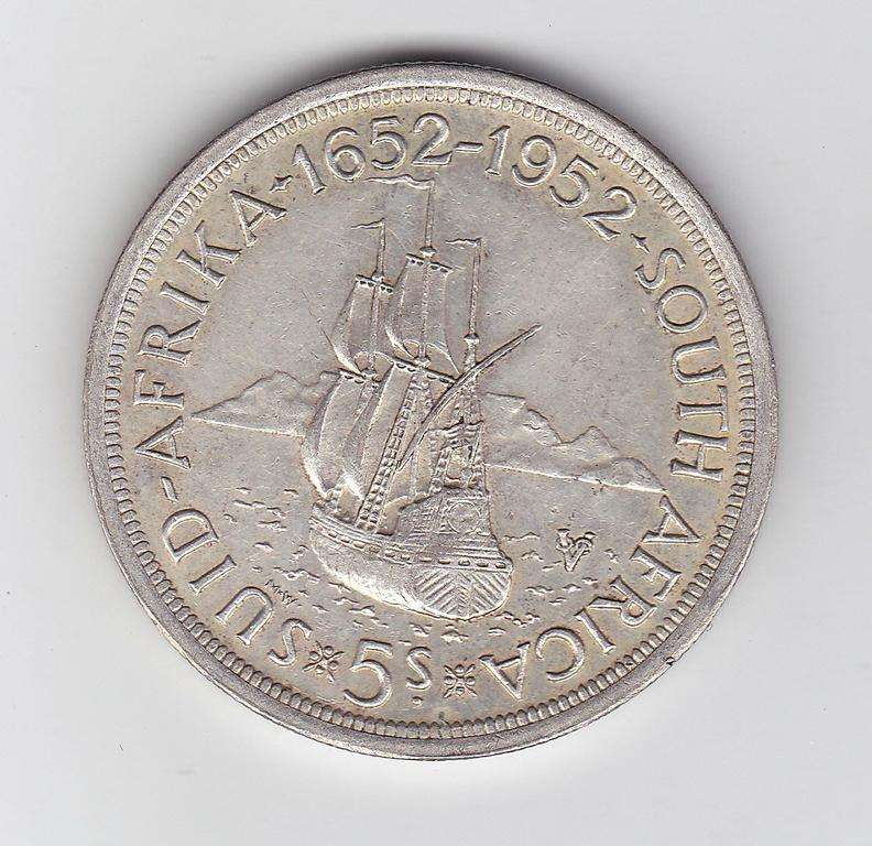 SOUTH AFRICA 5 SHILLINGS 1952 HIGH GRADE