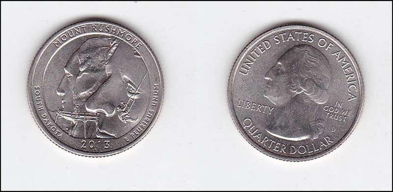 USA QUARTER MOUNT RUSHMORE  2013 EF