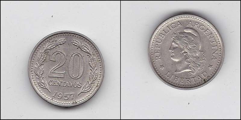 ARGENTINA 20 CENTAVOS 1957