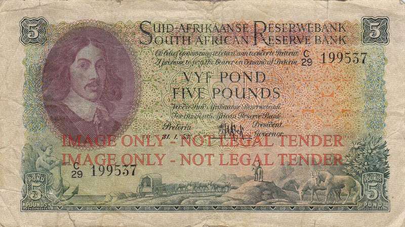 SOUTH AFRICA 5 POUNDS DE KOCK C29 199537 31-1-53