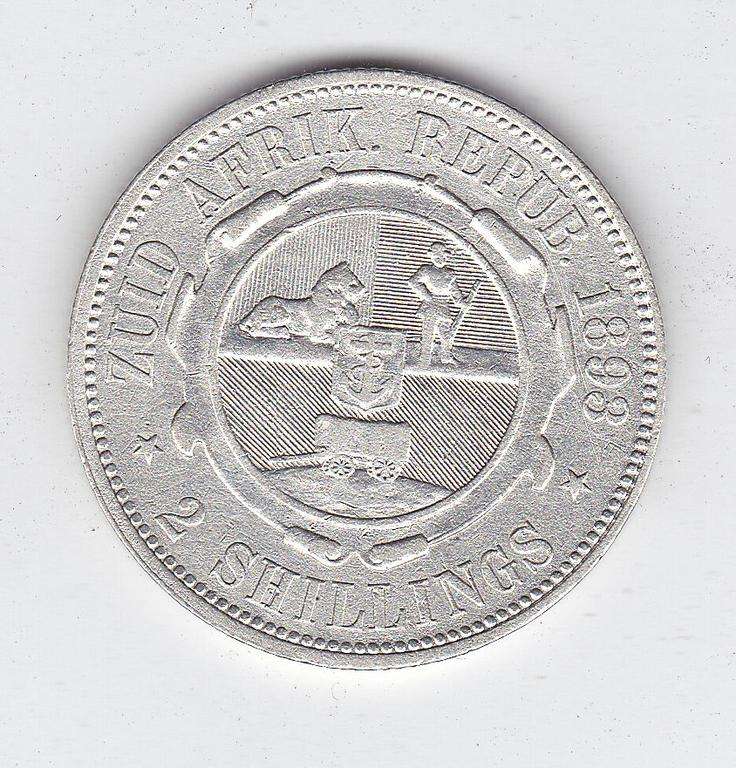 RARE ZAR 2 SHILLINGS 1893 F=R5250 VF=R18000