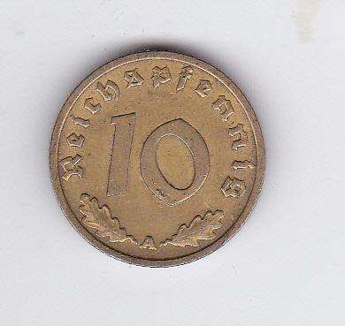 GERMANY 10 PFENNIG 1937 SWASTIKA