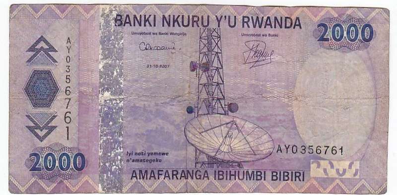 RWANDA 2000 FRANCS 2007 FACE VALUE R31