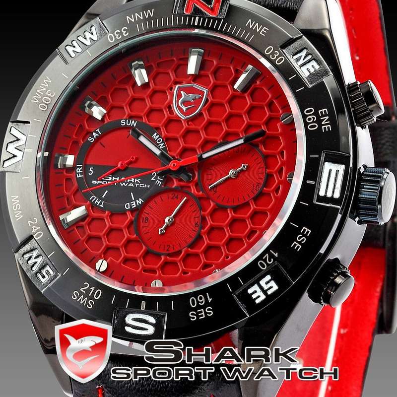 SHARK F1 CAMARO I FERRARI RED CHRONOGRAPH WATCH W/ BOX, PAPERS, LOADED!!