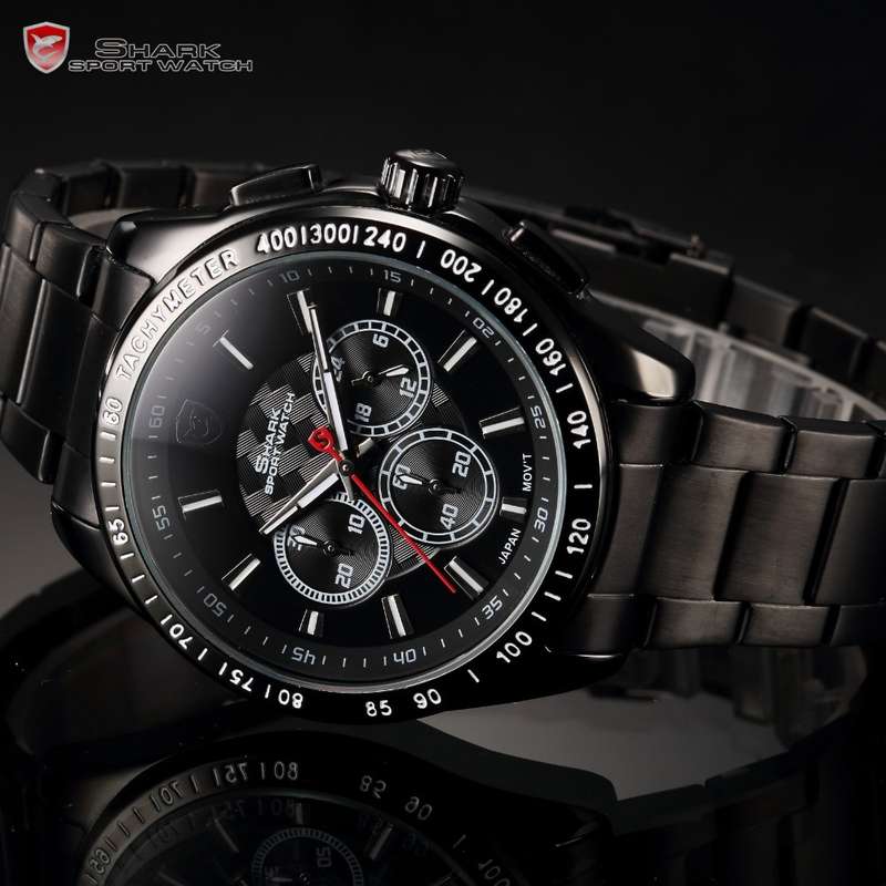 1 DAY ONLY* SHARK MILITARY COMMADO BLACK RACER CHRONOGRAPH WATCH W/ BOX, PAPERS, LOADED!!