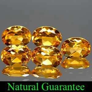 AWESOME! 6.36Cts**(5 Pcs) Flawless Natural Oval Golden Yellow Citrine LOT - 100% Natural