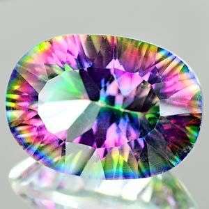 Concave Cut  6.19Cts.** Flawless***Oval Natural Rainbow Mystic Quartz - Exact Photos!