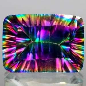 AAA 7.21Cts. **Flawless** Cushion Concave Cut  Natural Rainbow Mystic Quartz  - Exact Photos!