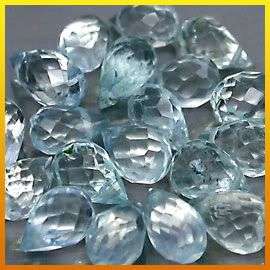 ***10.68Cts***(19 Pcs) Natural Sky Blue Aquamarine Briolette Gemstone LOT - SEE ALL MY NEW ITEMS