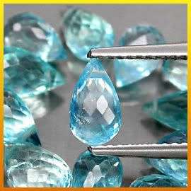 ***12.62Cts***(13 Pcs) Natural Pariba Blue Apatite Briolette Gemstone LOT - SEE ALL MY NEW ITEMS