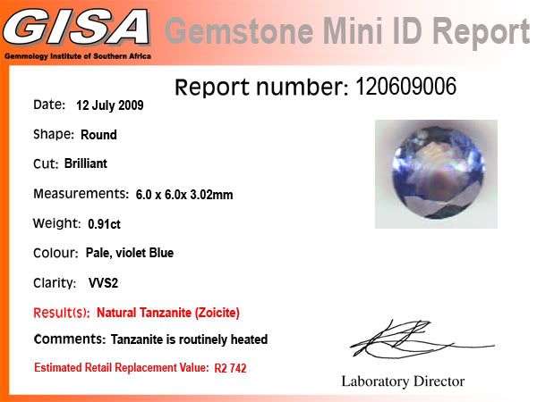 VVS2 CERTIFIED 0.91Cts. Light Violet Blue Tanzanite Round - SEE ALL OUR ITEMS!