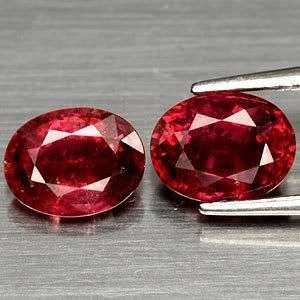 RARE!! 2.72 Cts. RADIANT Oval Pair Raspberry Colour Tourmaline Gemstones - 100% NATURAL.