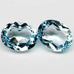 AAA ***4.58 Ct. Pair IF Oval Top Swiss Blue Topaz Brazil Gemstone - 100% Money Back guarantee!