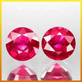 SUPERIOR** 2.76Ct.**(2pcs)** MATCHED PAIR 6.0MM.TOP BLOOD RED RUBY PAIR - 100% Natural!