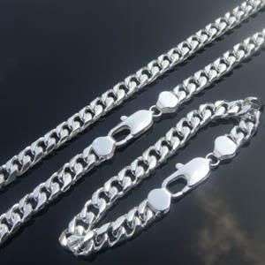 ASTOUNDING!!!! Men's 925 silver 10mm wide Curb Chain Necklace & Bracelet set