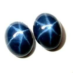 AAA 2.74ct.NICE PAIR**2pcs** 6 RAYS BLUE STAR NATURAL SAPPHIRE  - 100% Money Back Guarantee!