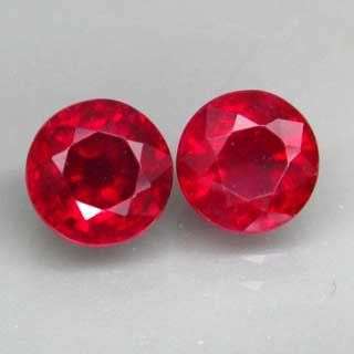 AAA 3.30Cts .MATCHED**2pcs** PAIR 6.5MM.TOP BLOOD RED RUBY LOT - Exact Photos taken of stone!