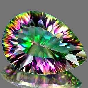 AAA 8.71Cts. * IF* Pear Concave Cut  Natural Rainbow MYSTIC QUARTZ  - Exact Photos! No False Values!