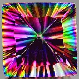 AAA 4.75Cts. **IF** 10.2mm Square Concave Cut  Natural Rainbow MYSTIC QUARTZ  - Exact Photos!