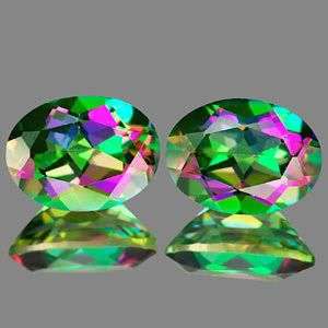 AAA 3.16Ct. *(2Pcs)* Matching Pair Natural Mystic Green Topaz Gemstones - Exact Photos** Calibrated!
