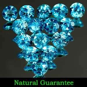 ***AAA**2.31 Ct.**(15 Pcs)**Twinkling Round Diamond Cut Natural Swiss Blue Topaz Gemstone LOT